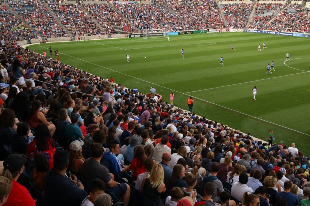 More than 17,000 fans attend the Chicago Red Stars game against the North Carolina Courage at SeatGeek Stadium on Sunday, July 21, 2019, in Bridgeview.