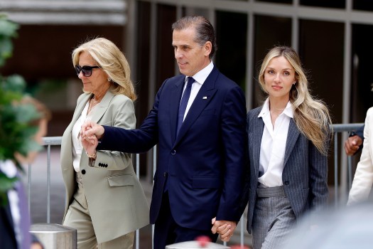 First lady Jill Biden, from left, Hunter Biden, son of President Joe Biden, and his wife, Melissa Cohen Biden, leave the J. Caleb Boggs Federal Building on June 11, 2024, in Wilmington, Delaware. A federal jury convicted Hunter Biden on all three federal felony gun charges he faced. (Anna Moneymaker/Getty Images)