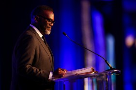 Mayor Brandon Johnson speaks during the annual meeting of the Chicagoland Chamber of Commerce at the Hilton in the Loop on June 4, 2024. (Eileen T. Meslar/Chicago Tribune)