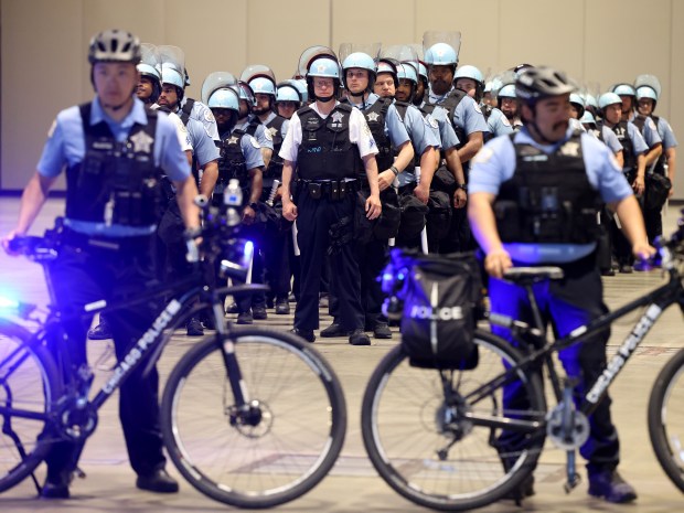 Chicago Police Department offers a first look into how officers train at McCormick Place, on June 6, 2024, in preparation for the Democratic National Convention in August. (Antonio Perez/Chicago Tribune)