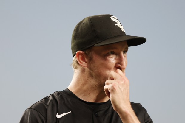 White Sox pitcher Erick Fedde heads to the dugout after throwing in the fifth inning against the Cubs at Wrigley Field on June 5, 2024, in Chicago. (John J. Kim/Chicago Tribune)