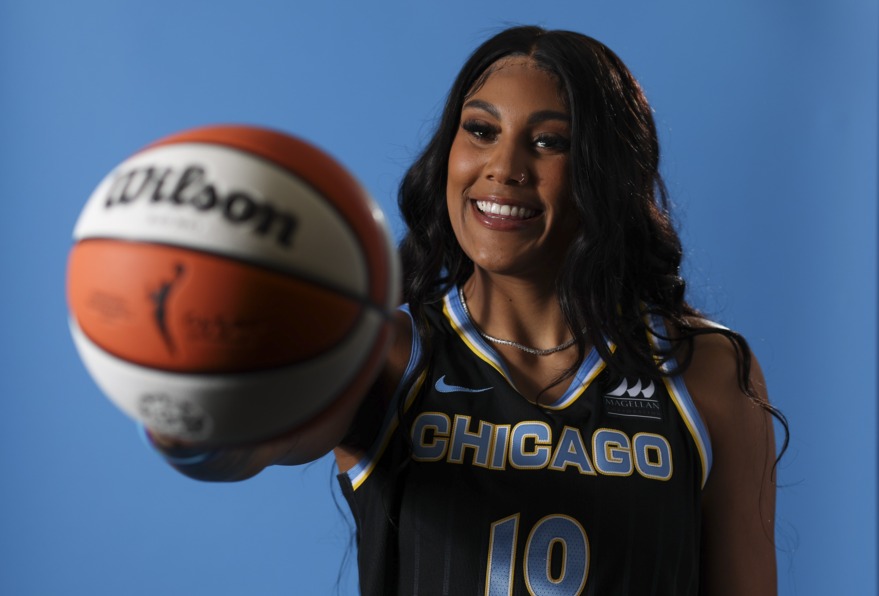 Chicago Sky center Kamilla Cardoso on May 8, 2024, during media day at Wintrust Arena. (Eileen T. Meslar/Chicago Tribune)