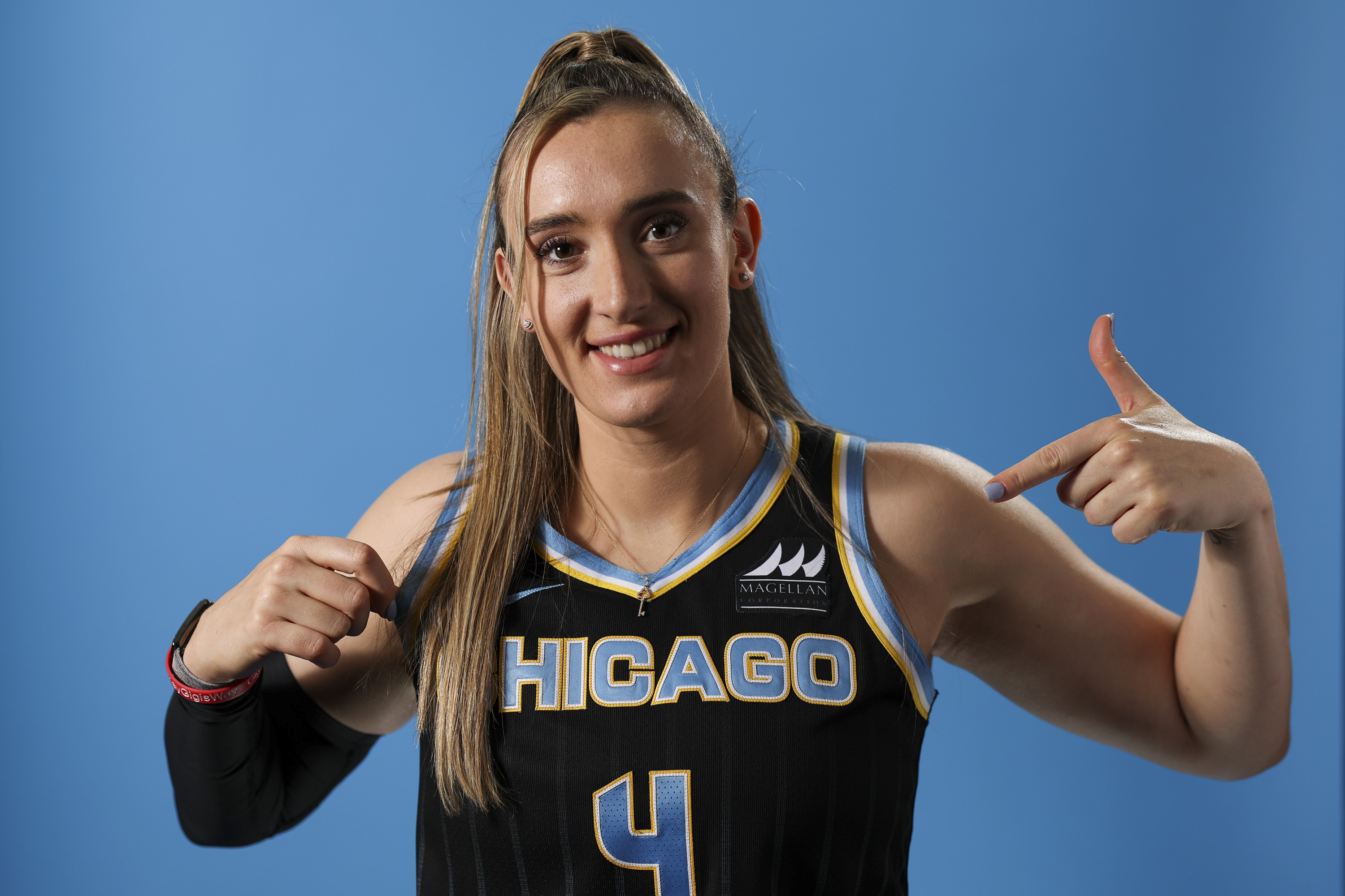 Chicago Sky guard Marina Mabrey on May 8, 2024, during media day at Wintrust Arena. (Eileen T. Meslar/Chicago Tribune)