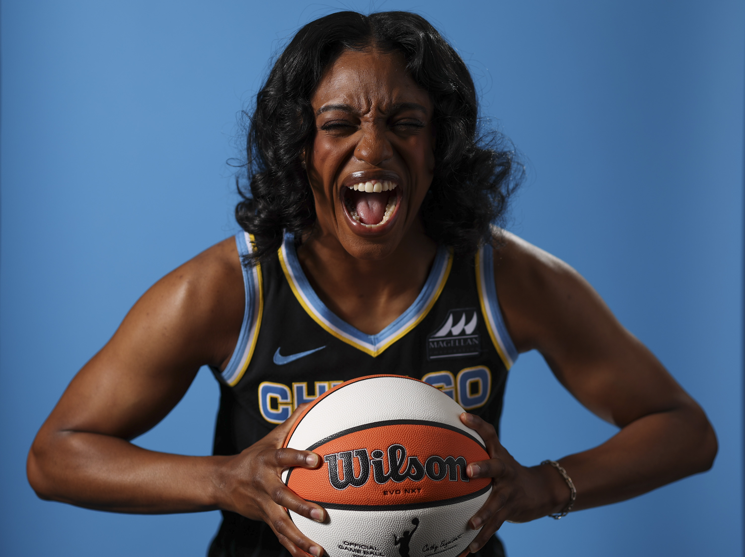 Chicago Sky guard Diamond DeShields on May 8, 2024, during media day at Wintrust Arena. (Eileen T. Meslar/Chicago Tribune)