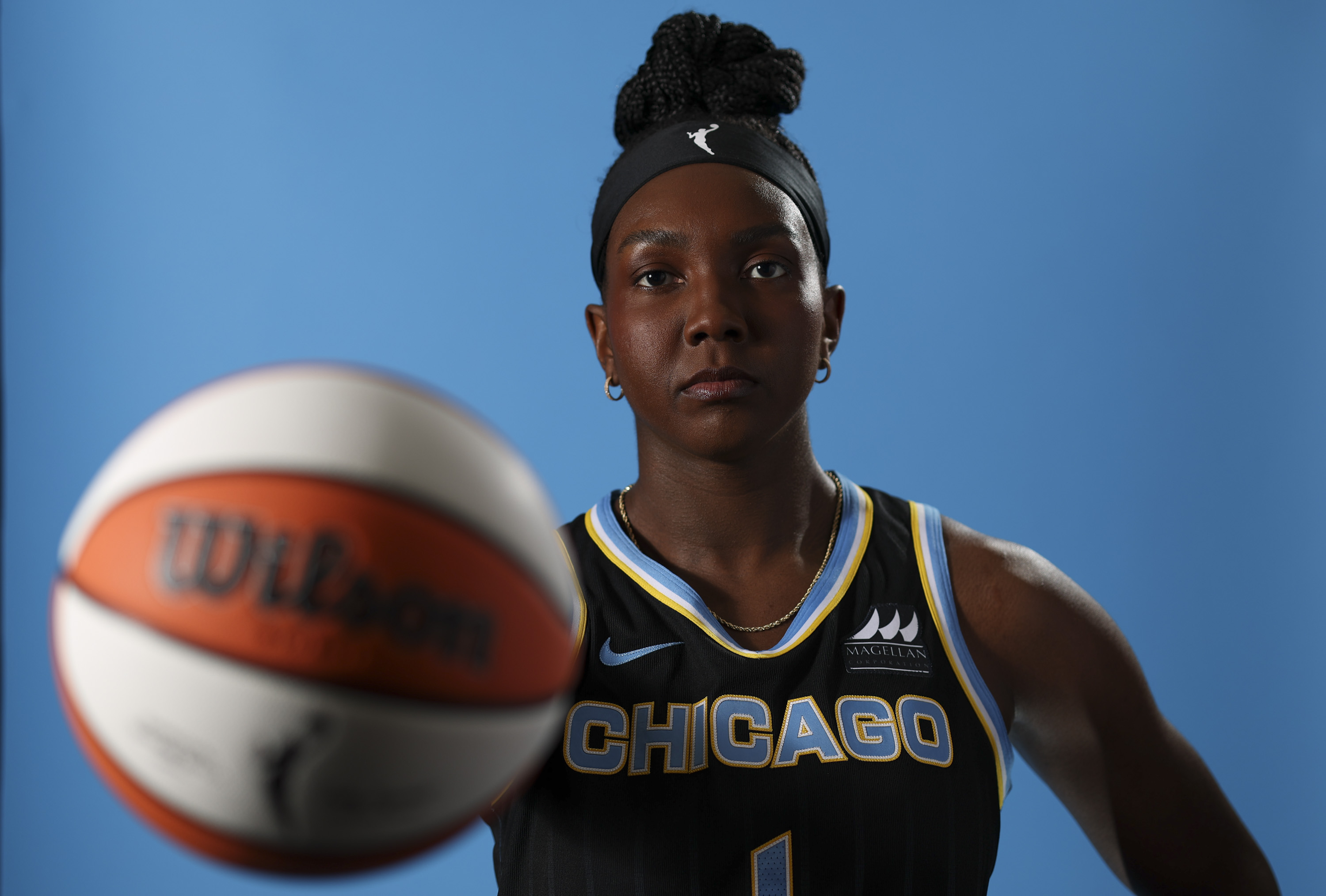 Chicago Sky center Elizabeth Williams on May 8, 2024, during media day at Wintrust Arena. (Eileen T. Meslar/Chicago Tribune)