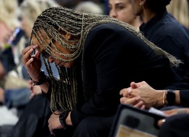 Chicago Sky head coach Teresa Weatherspoon reacts on the bench in the first half of the Sky's home opener against the Connecticut Sun at Wintrust Arena in Chicago on May 25, 2024. (Chris Sweda/Chicago Tribune)