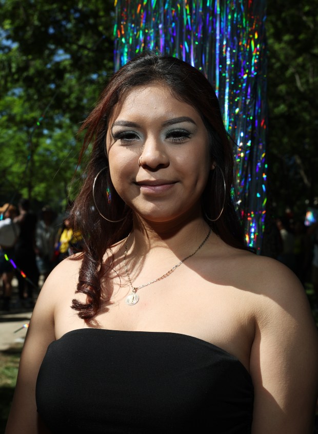 Juli Perez, 19, poses for a portrait at the Sueños Music Festival at Grant Park on May 25, 2024, in Chicago. (John J. Kim/Chicago Tribune)