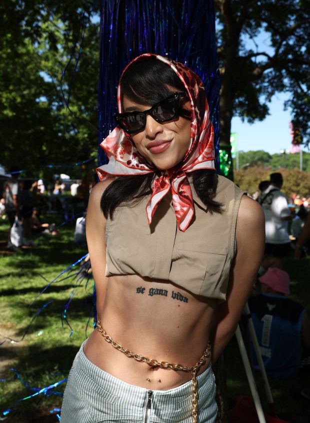 Stephanie Ramos, 29, poses for a portrait at the Sueños Music Festival at Grant Park on May 25, 2024, in Chicago. (John J. Kim/Chicago Tribune)