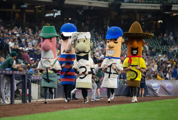 At American Family Field, the Brewers' sausage mascot race is held at the bottom of the sixth inning. (Milwaukee Brewers)