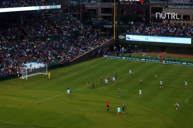 The Chicago Red Stars host Bay FC for a game at Wrigley Field on June 8, 2024. (Eileen T. Meslar/Chicago Tribune)