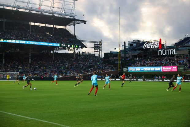 The Chicago Red Stars host Bay FC for a game at Wrigley Field on June 8, 2024. (Eileen T. Meslar/Chicago Tribune)