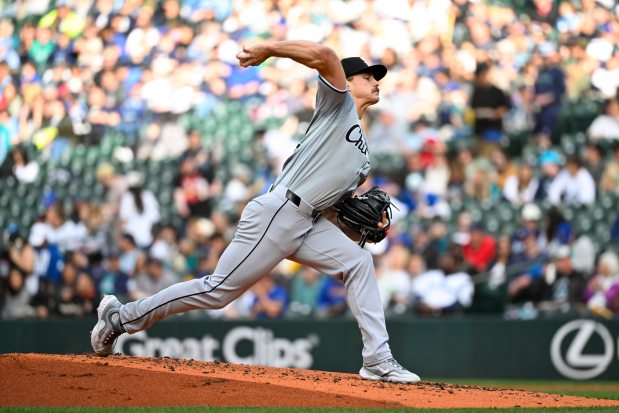 White Sox's Drew Thorpe throws a pitch during the second inning against the Mariners at T-Mobile Park on June 11, 2024 in Seattle. (Photo by Alika Jenner/Getty Images)