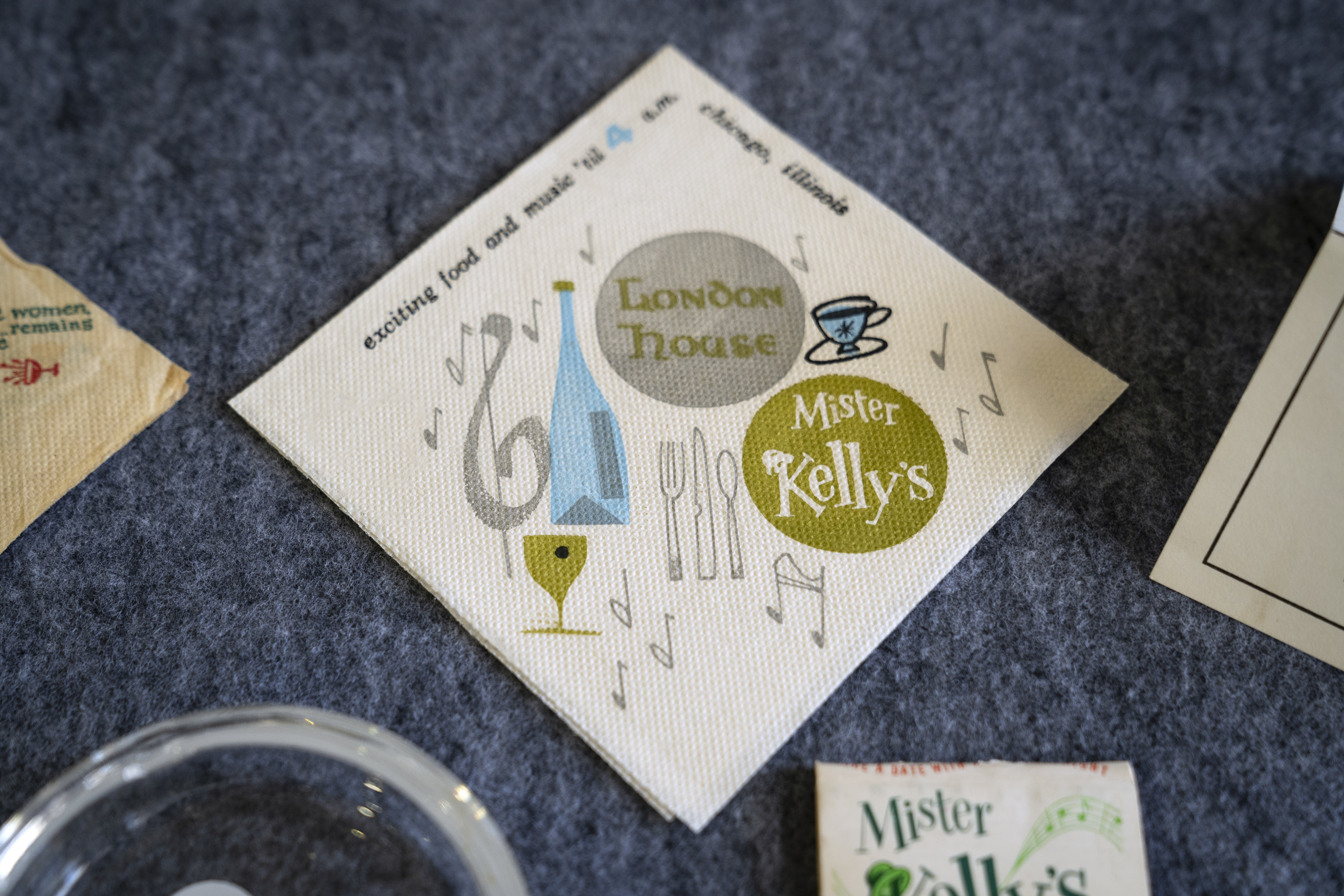Cocktail napkins and matchbooks are among the archival materials from the legendary Mister Kelly's nightclub, from a collection devoted to the former Rush Street nightclub at the Newberry Library in Chicago. Cocktail napkins and matchbooks are among the archival materials from the legendary Mister Kelly's nightclub, from a collection devoted to the former Rush Street nightclub at the Newberry Library in Chicago.